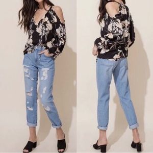 💫HP‼️💫 100% SILK ‼️ NWT YUMI KIM Cold Shoulder Blouse in Floral, Sz Medium